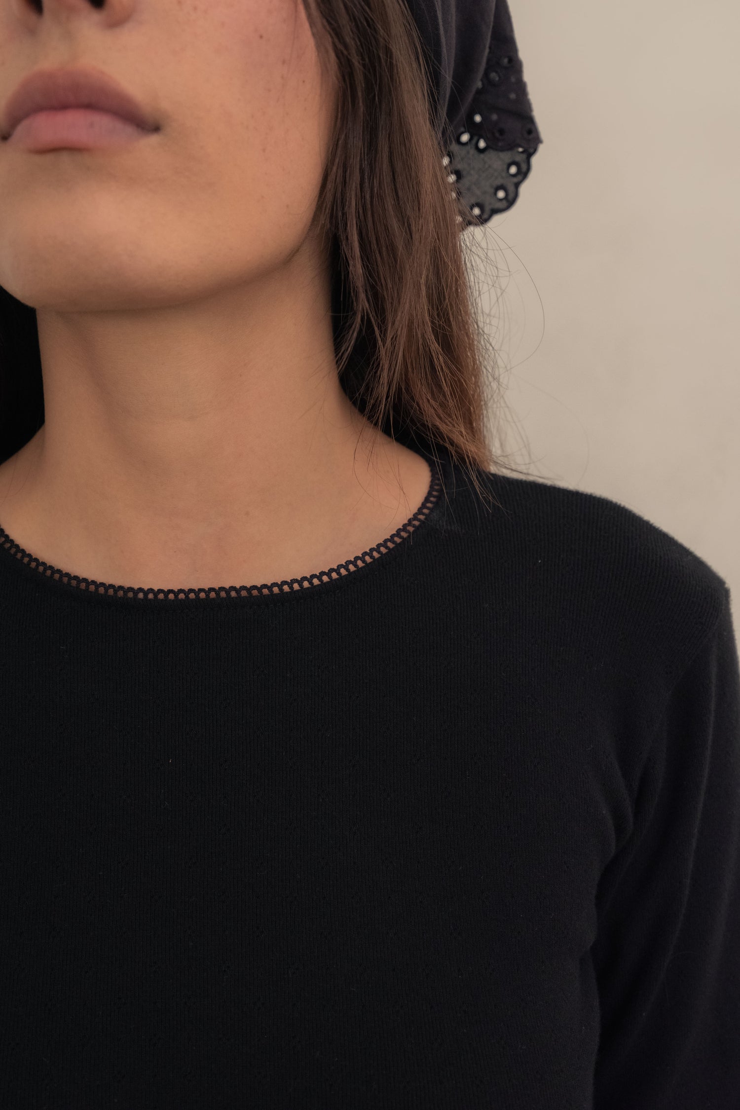 Pointelle Rosie Tee Black