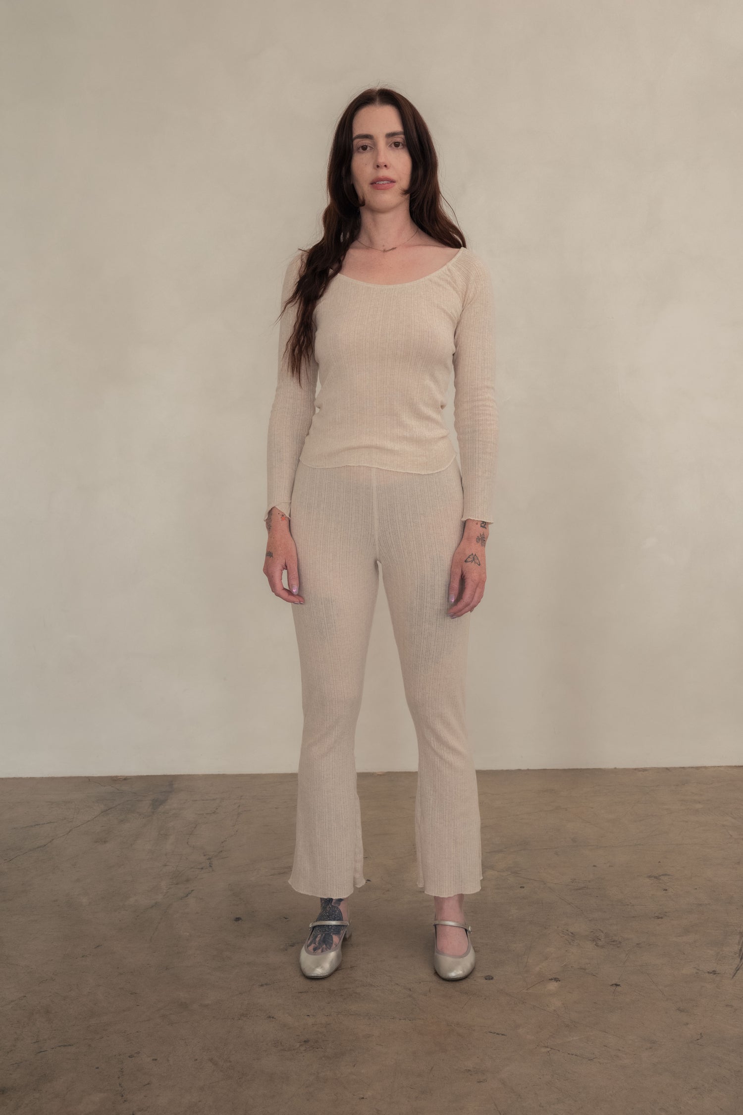 Pointelle Tulip Pant - Oat