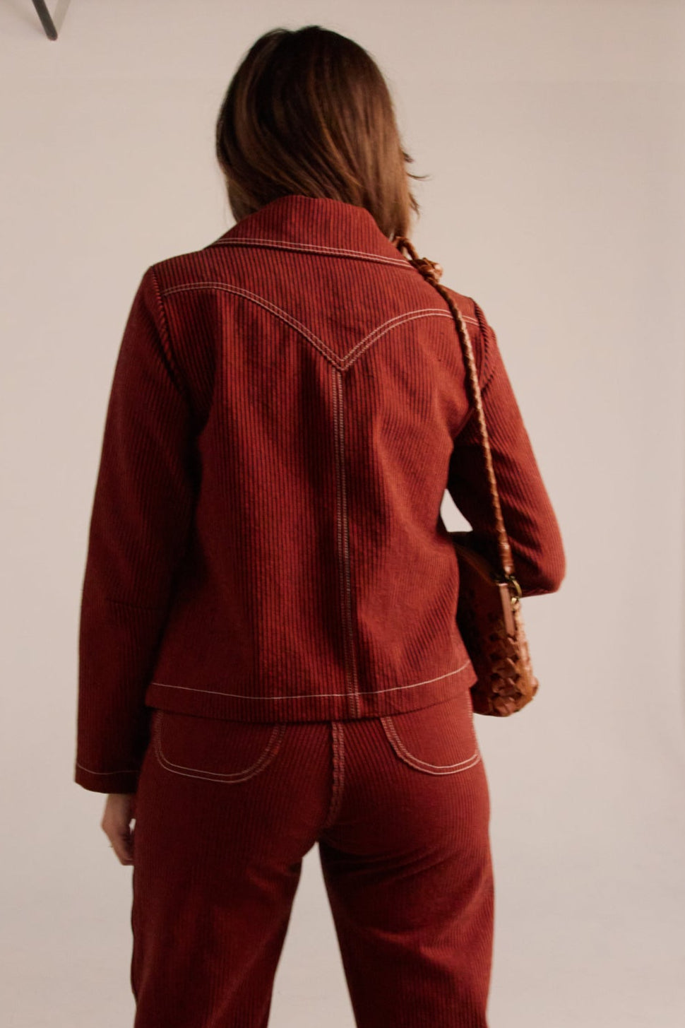 Shrunken Ranch Jacket - Red Railroad Stripe (New removable sherpa collar)