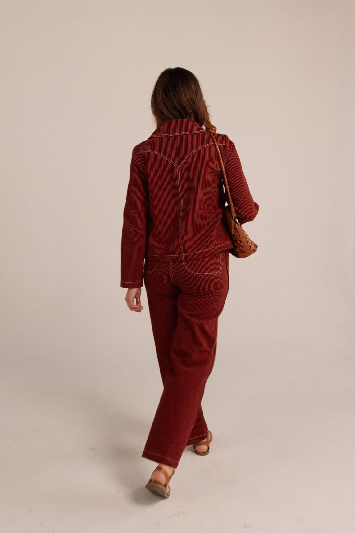 Shrunken Ranch Jacket - Red Railroad Stripe (New removable sherpa collar)