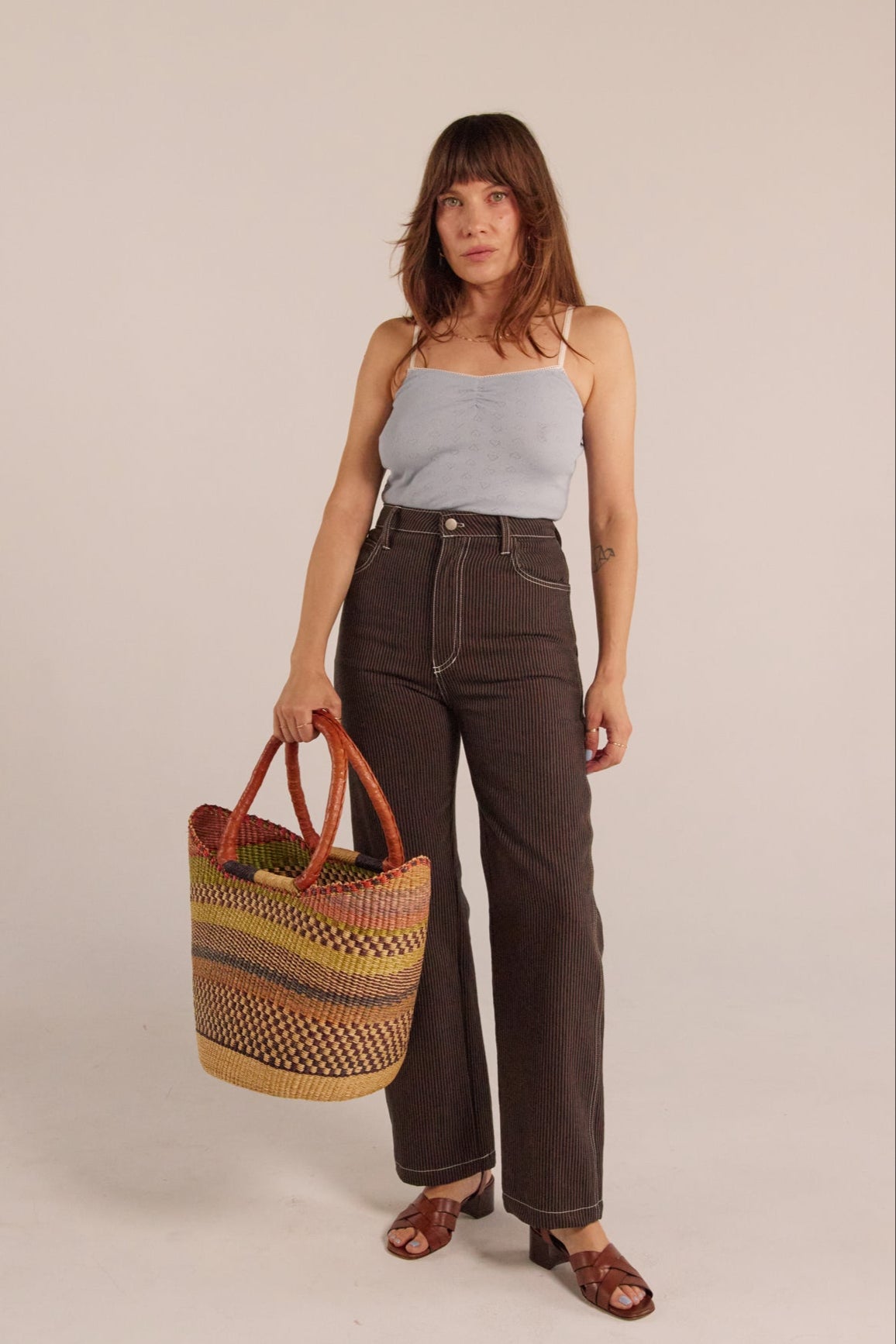 River Jean - Brown Railroad Stripe