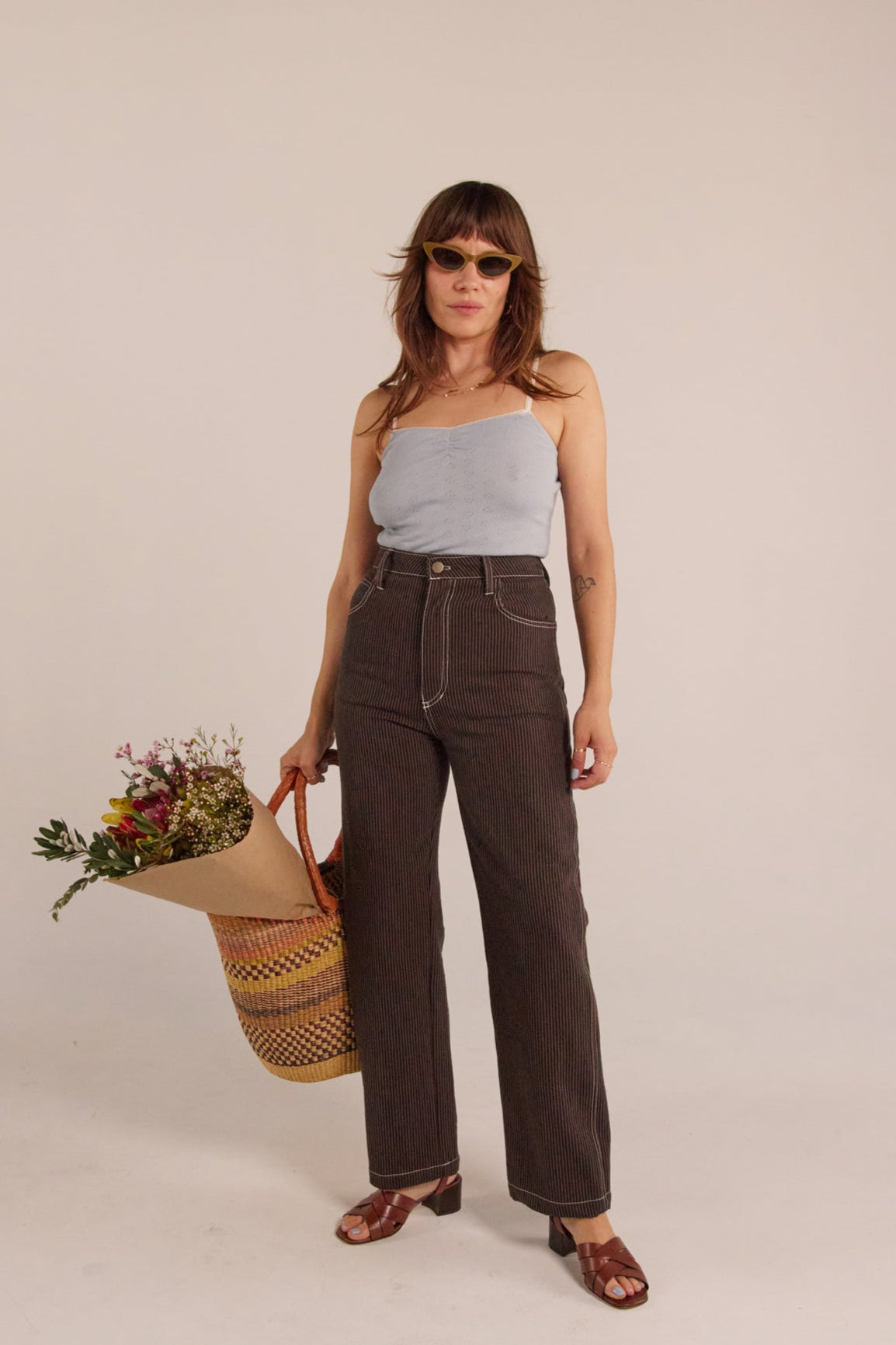 River Jean - Brown Railroad Stripe