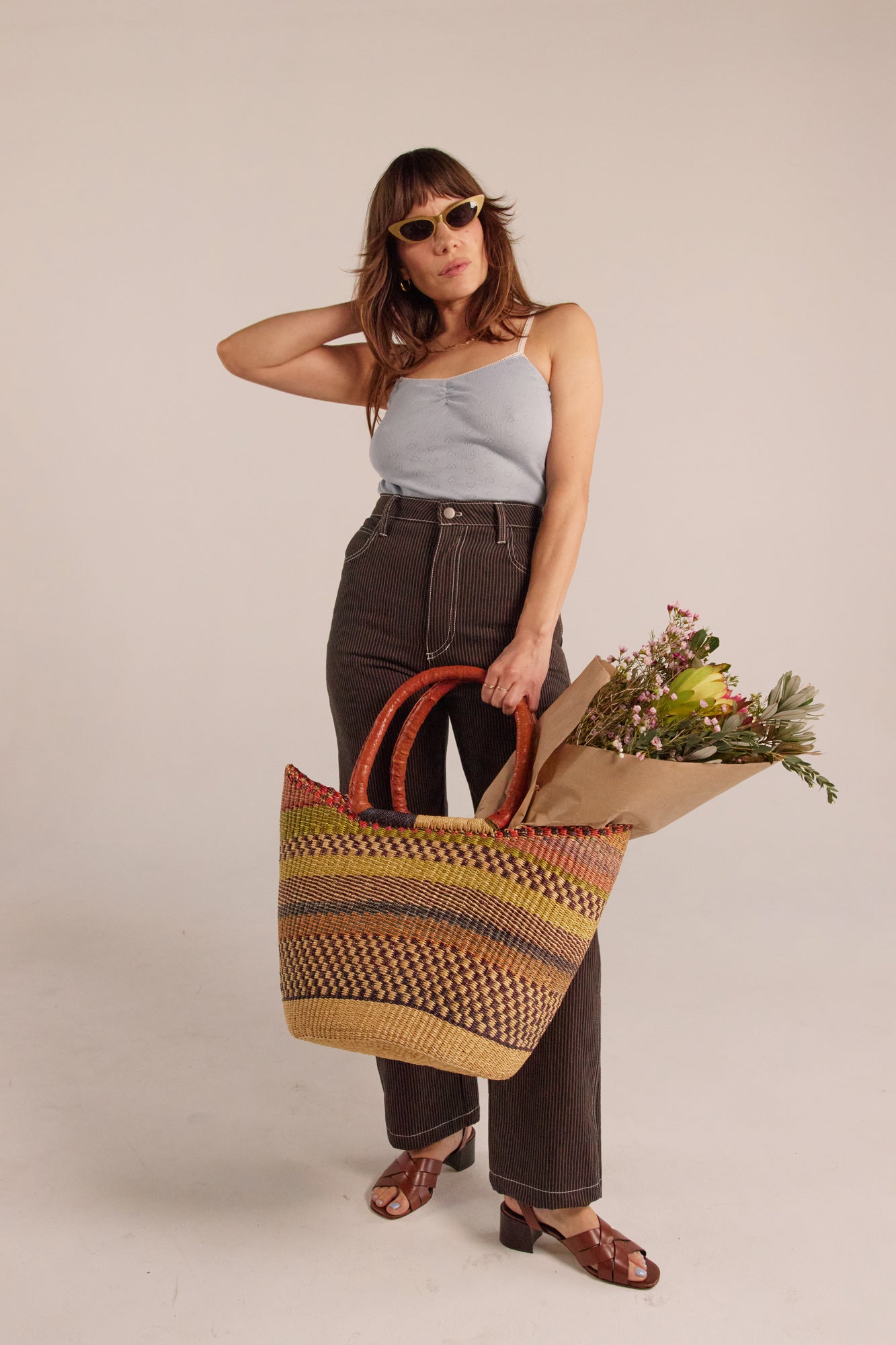 River Jean - Brown Railroad Stripe