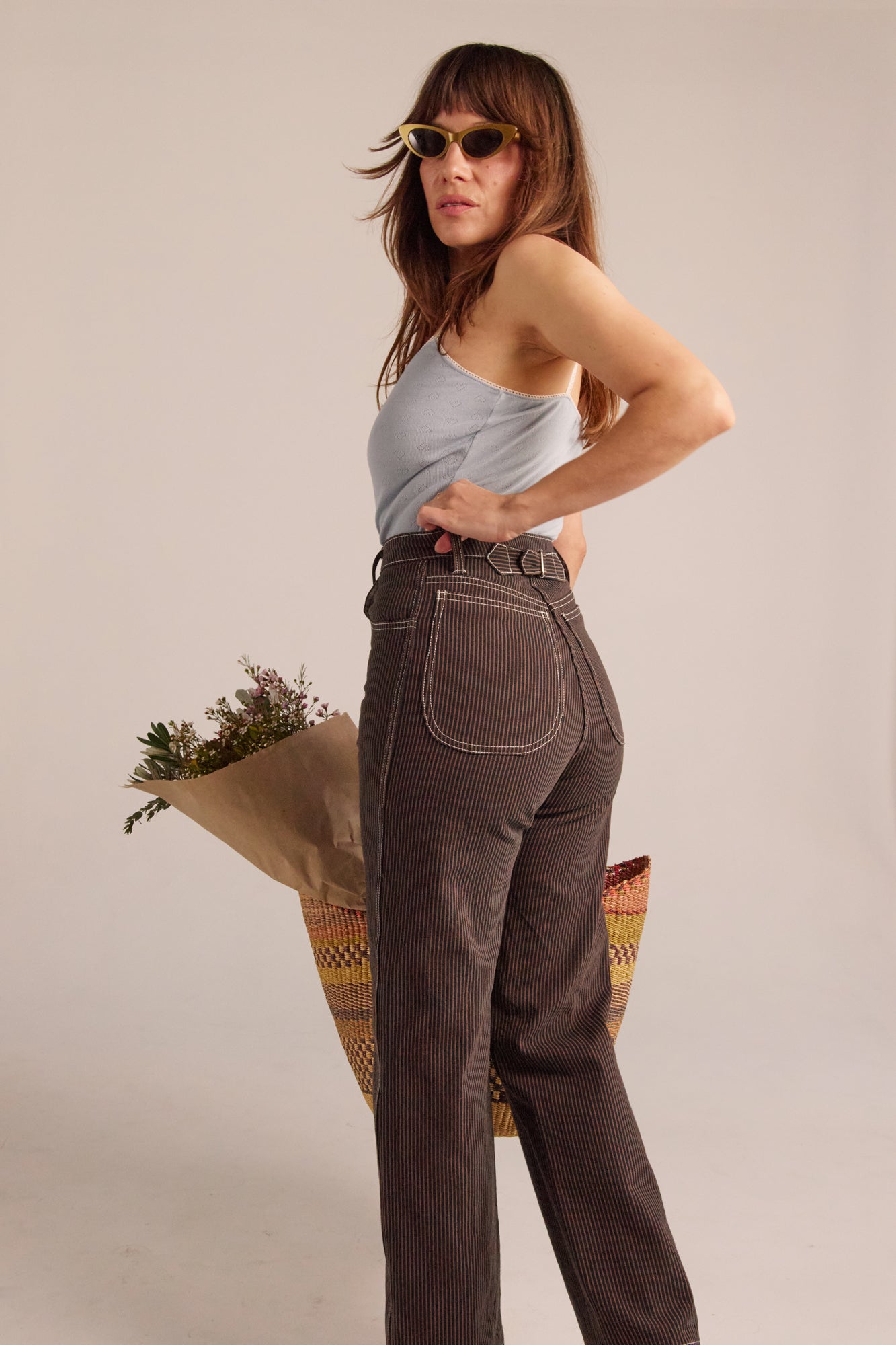 River Jean - Brown Railroad Stripe