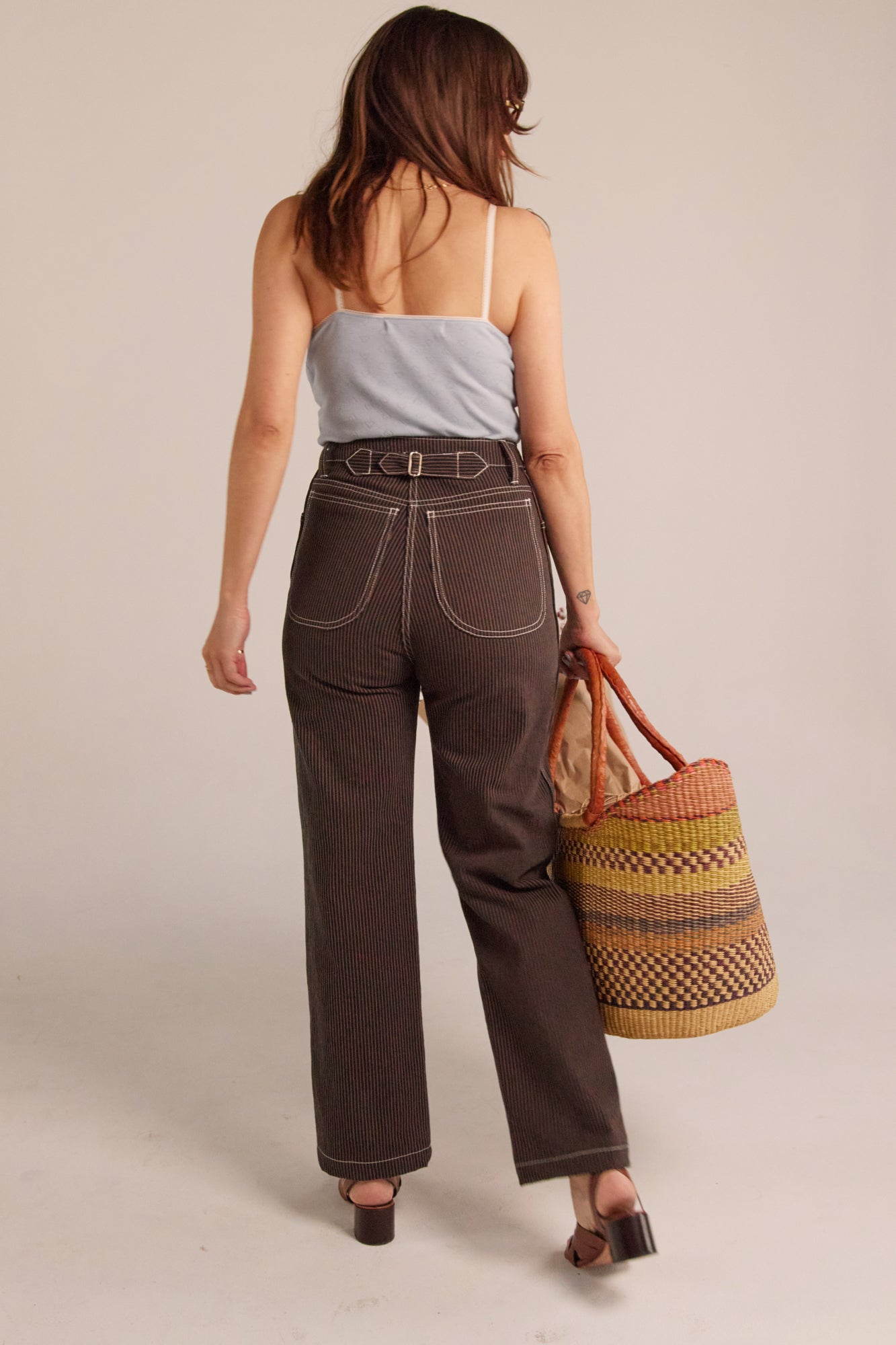 River Jean - Brown Railroad Stripe