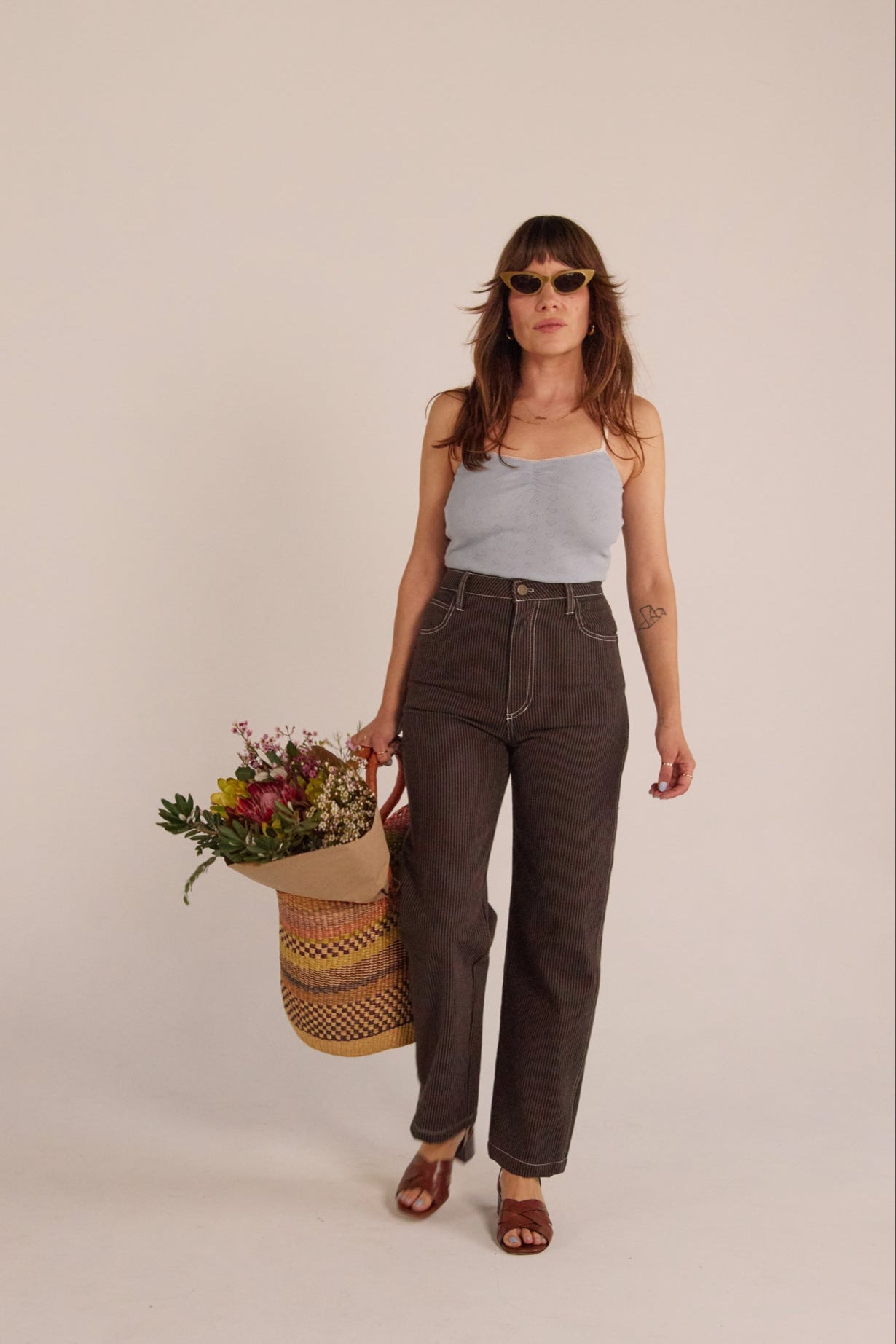 River Jean - Brown Railroad Stripe