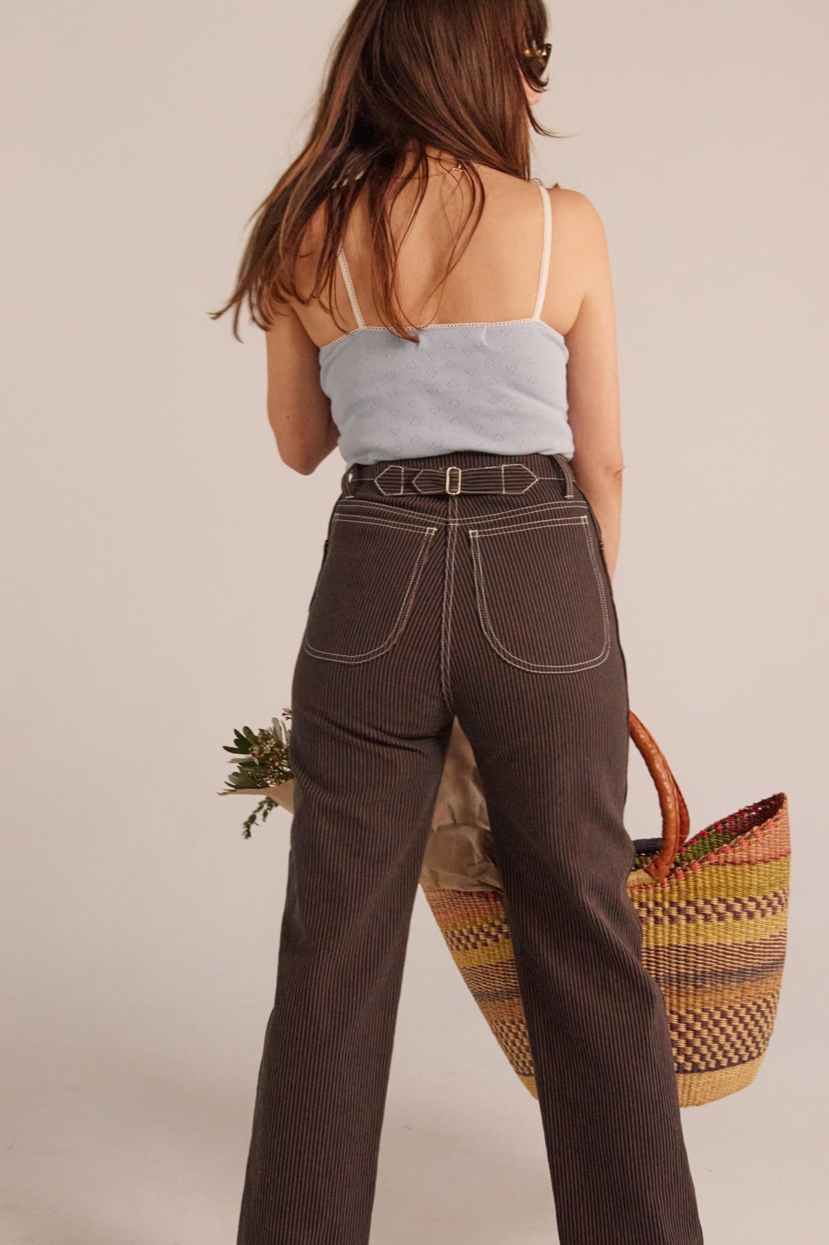 River Jean - Brown Railroad Stripe