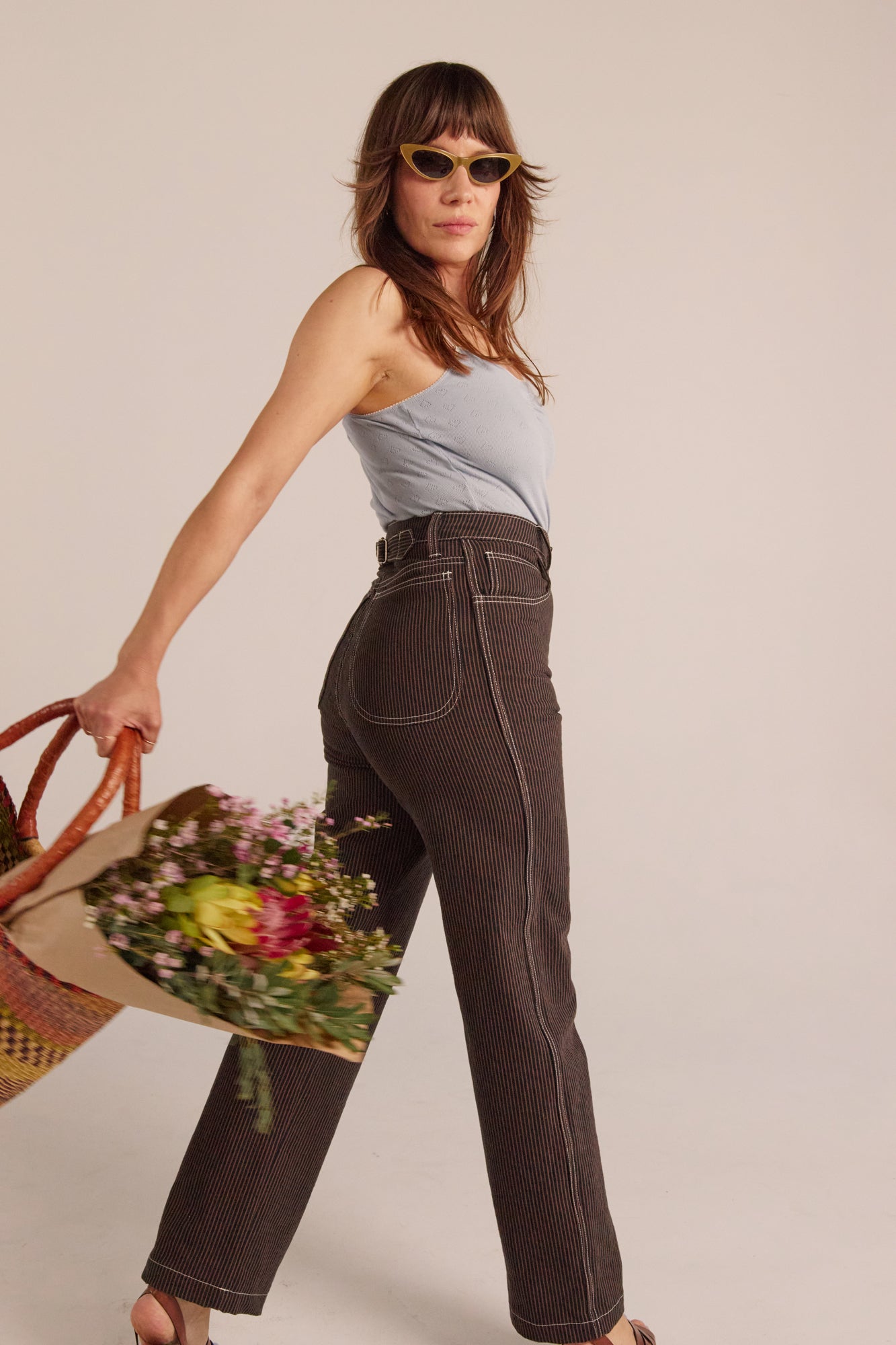 River Jean - Brown Railroad Stripe