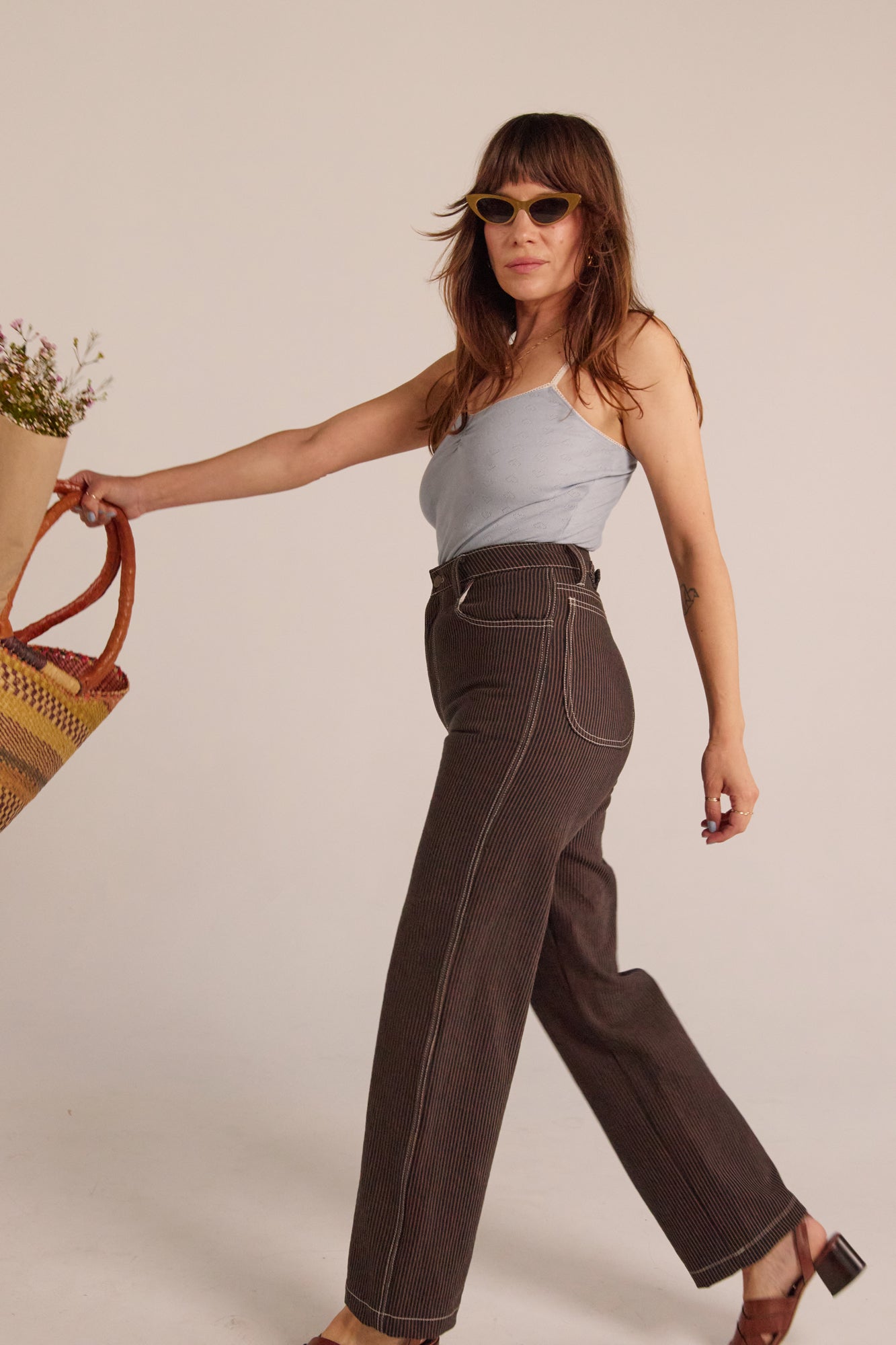 River Jean - Brown Railroad Stripe