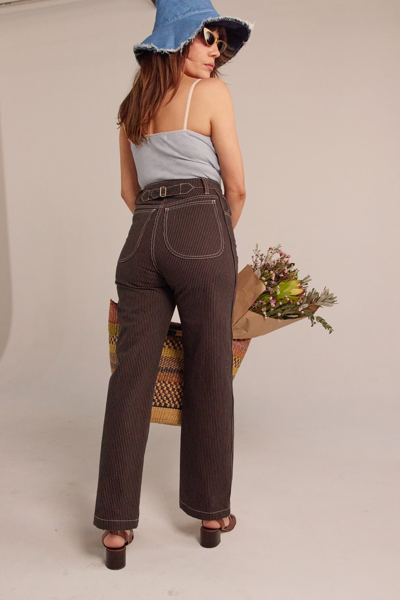 River Jean - Brown Railroad Stripe