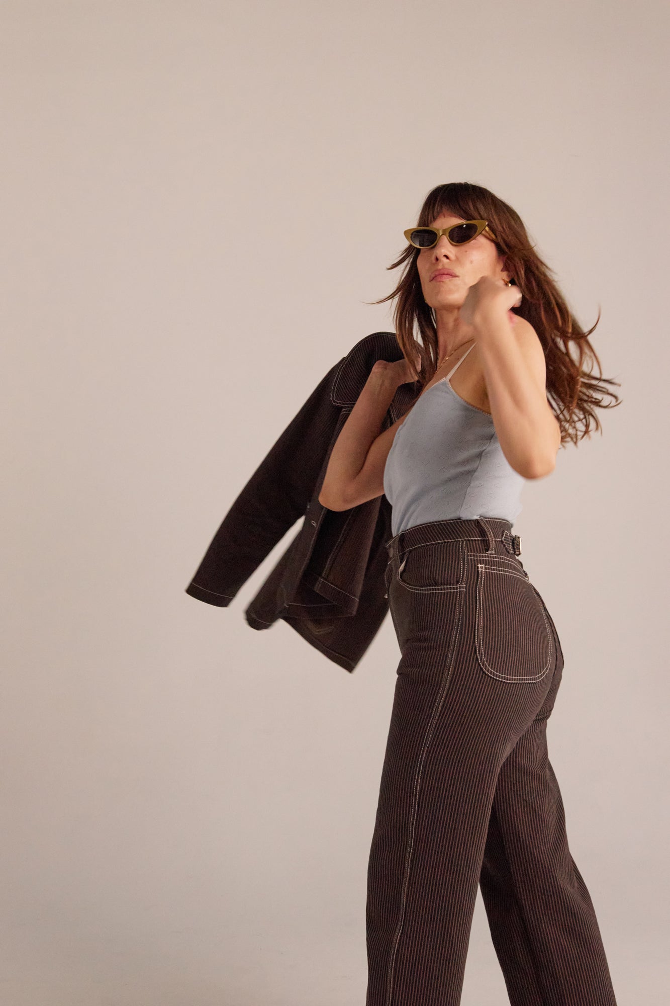 River Jean - Brown Railroad Stripe