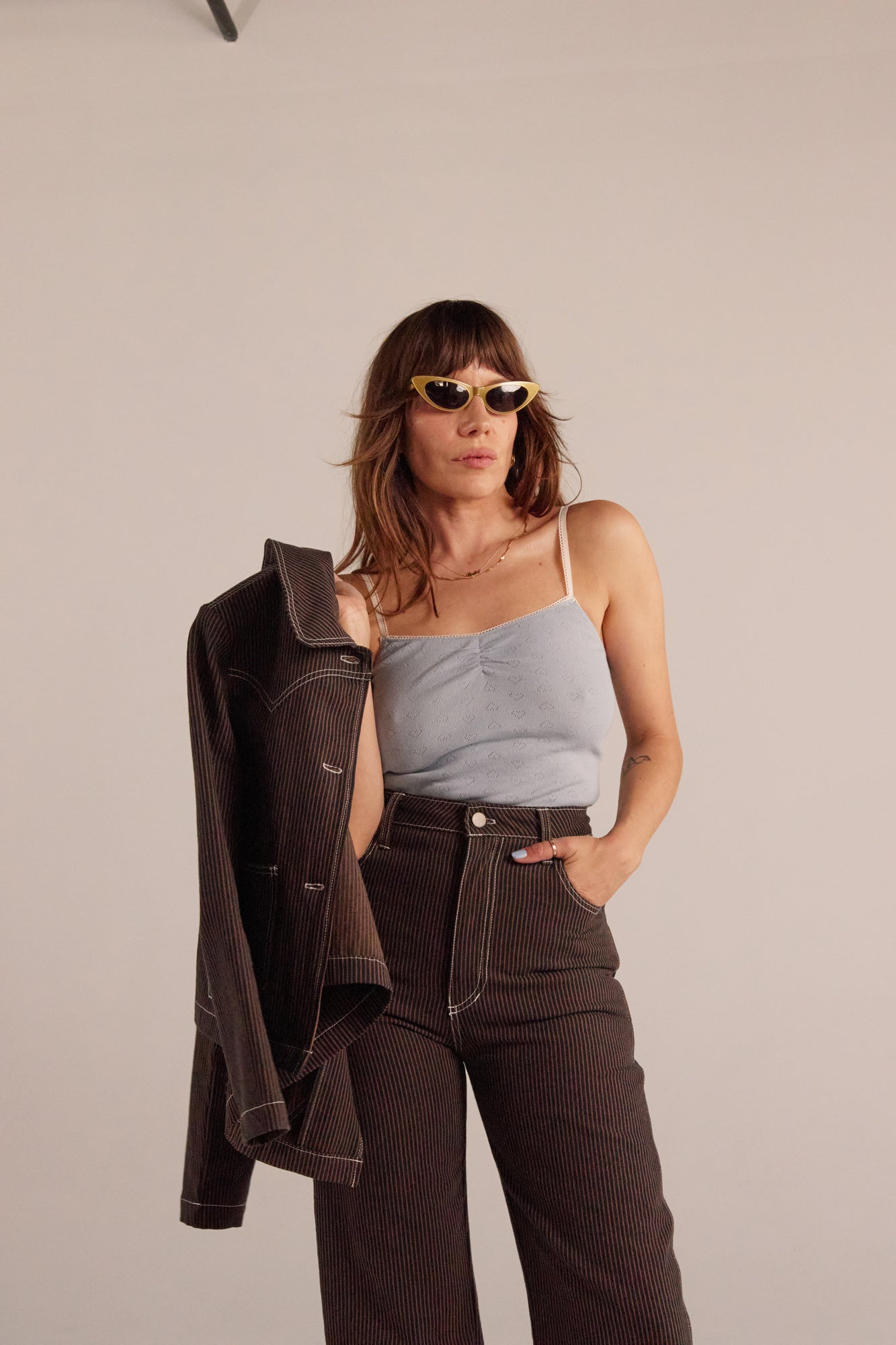 River Jean - Brown Railroad Stripe