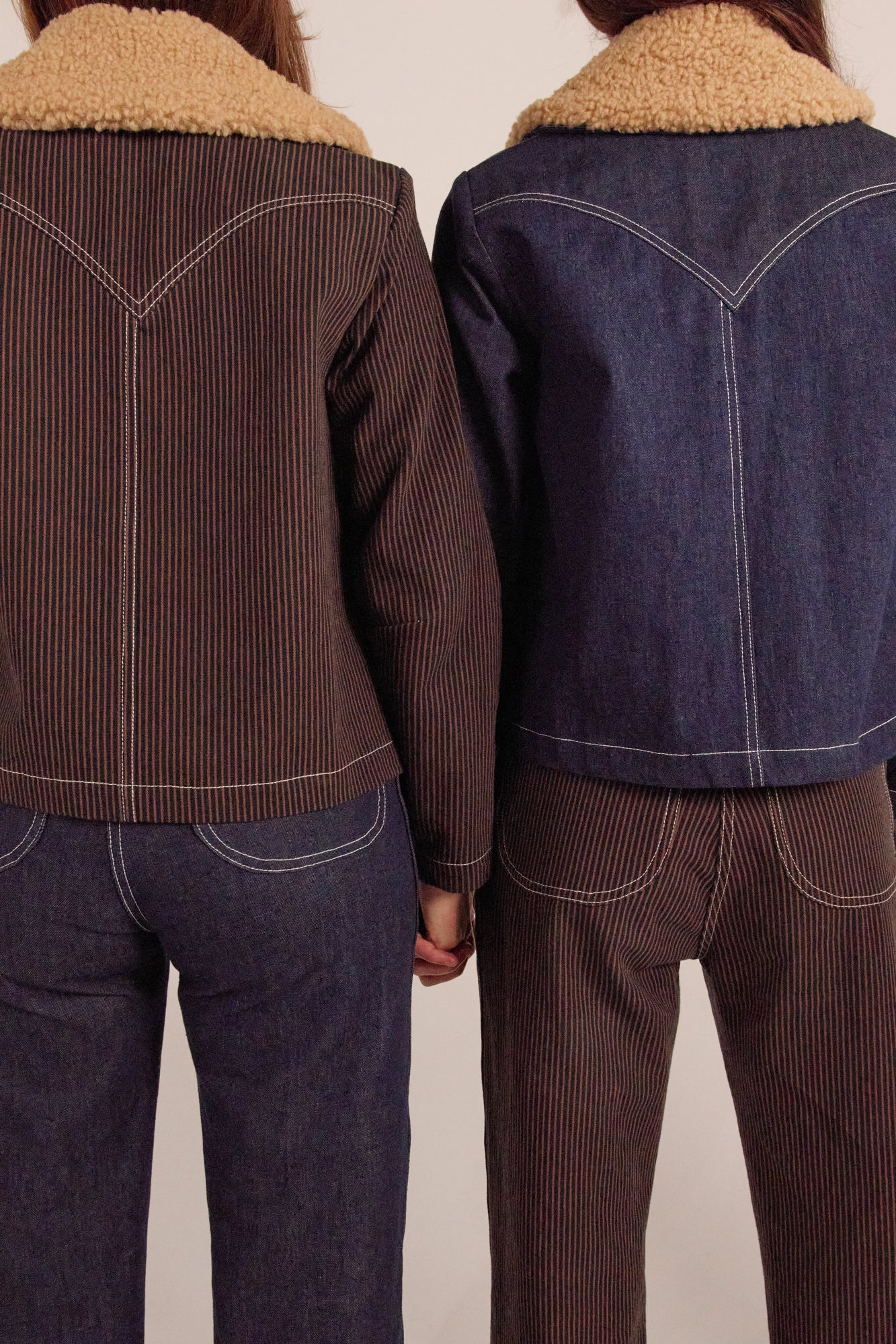 Shrunken Ranch Jacket - Brown Railroad Stripe (New removable sherpa collar)