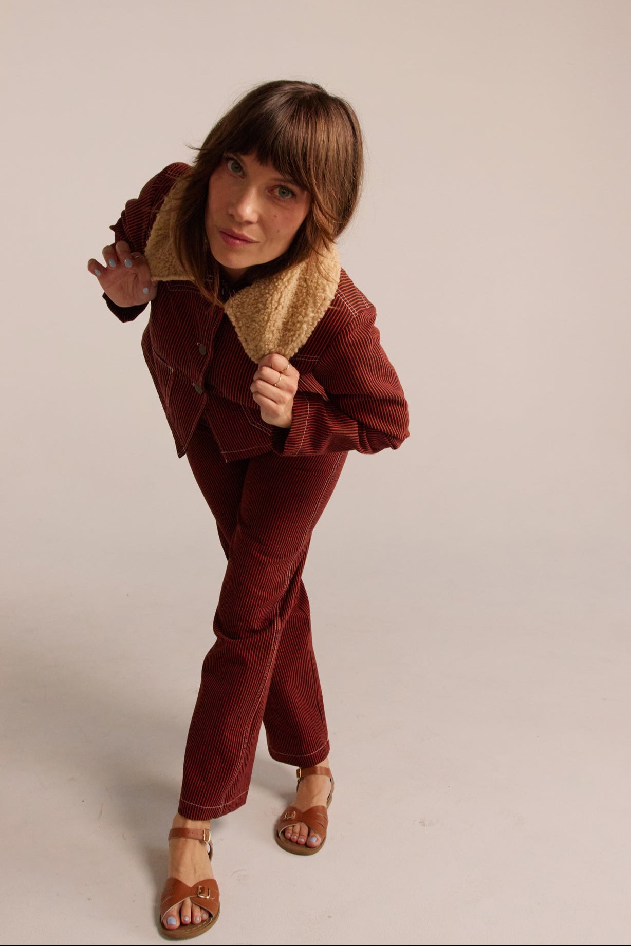 Shrunken Ranch Jacket - Red Railroad Stripe (New removable sherpa collar)