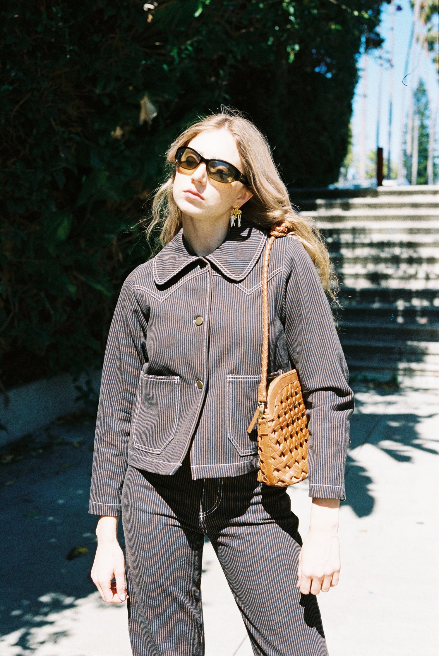 Shrunken Ranch Jacket - Brown Railroad Stripe (New removable sherpa collar)