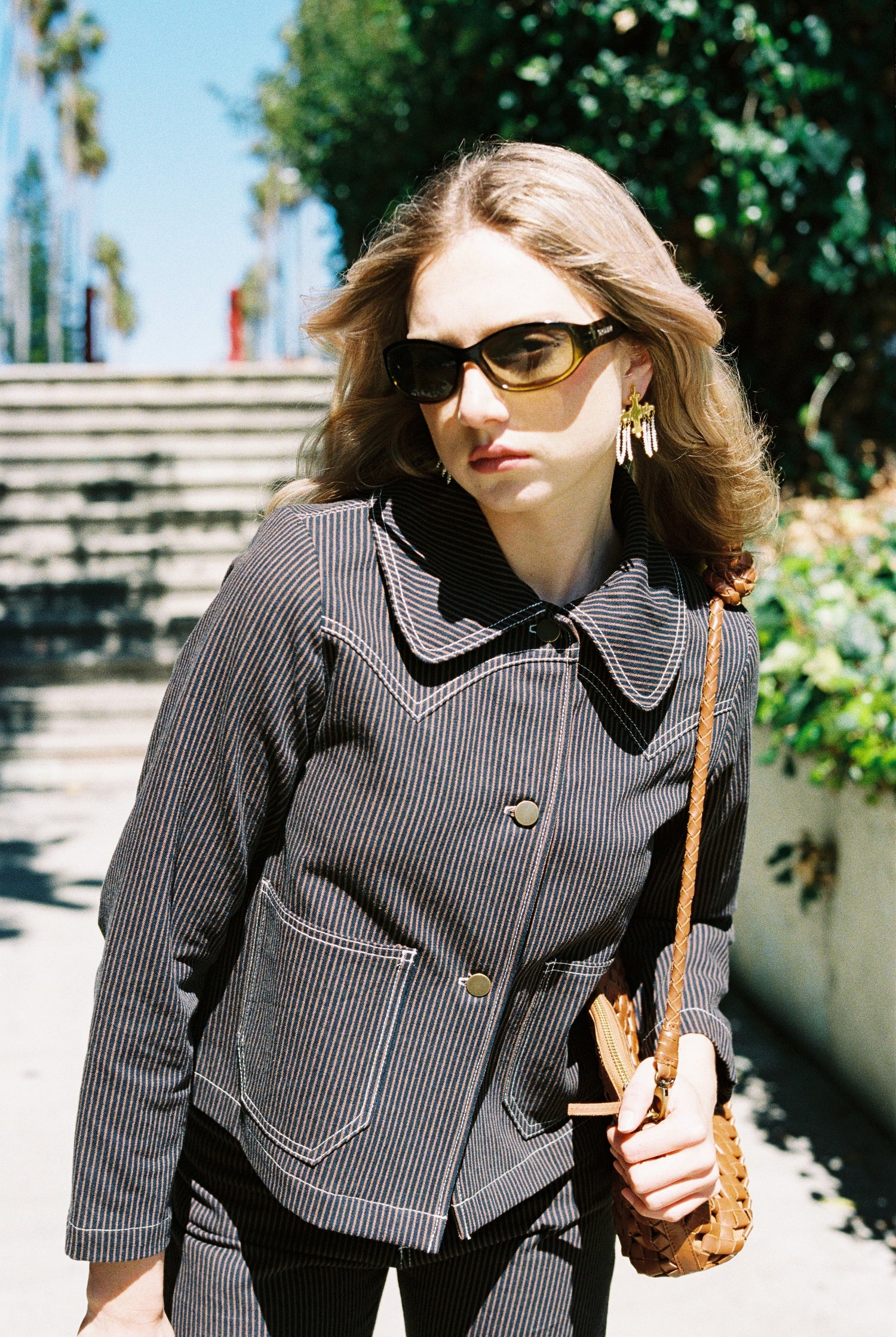 Shrunken Ranch Jacket - Brown Railroad Stripe (New removable sherpa collar)