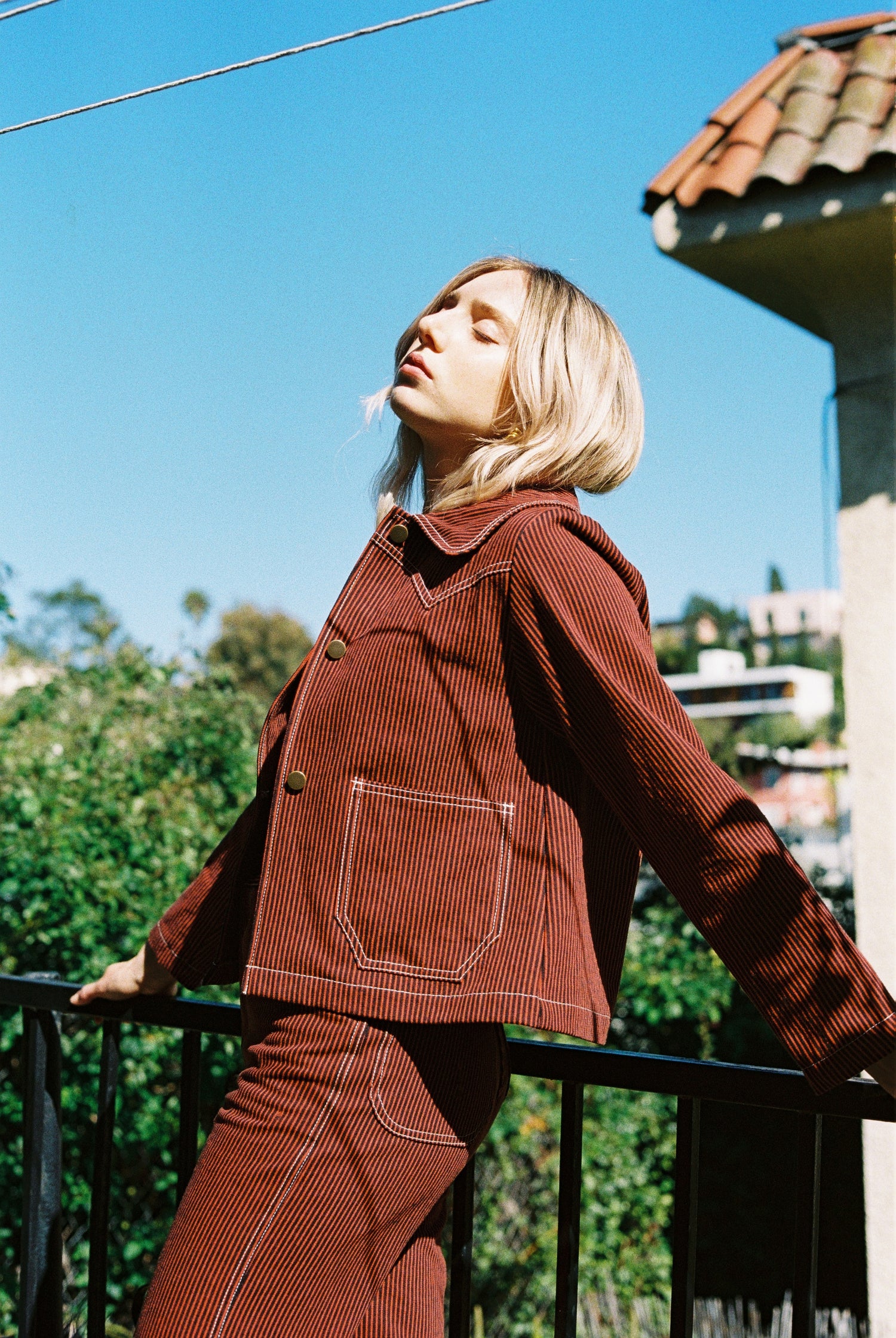 Shrunken Ranch Jacket - Red Railroad Stripe (New removable sherpa collar)