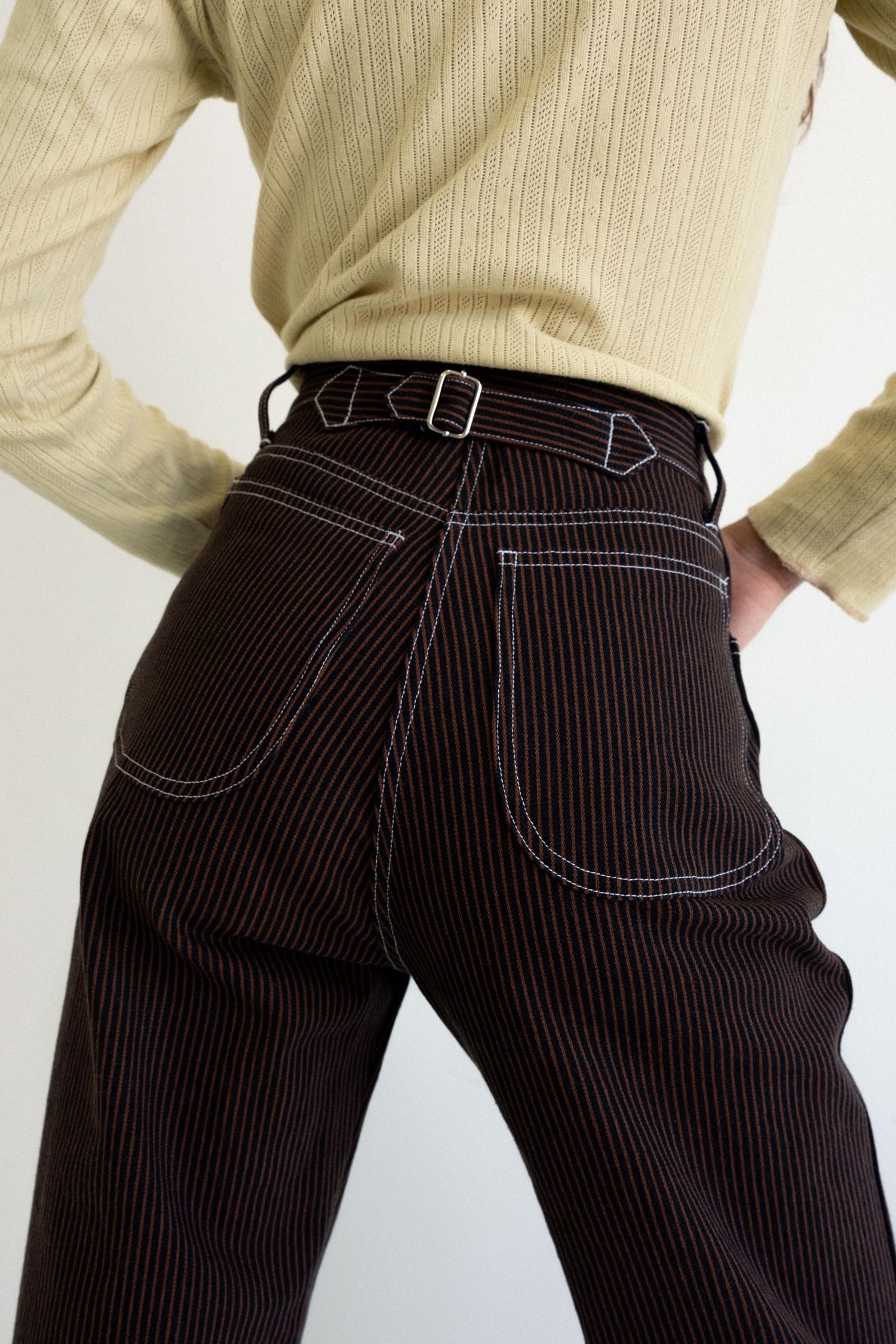 River Jean - Brown Railroad Stripe
