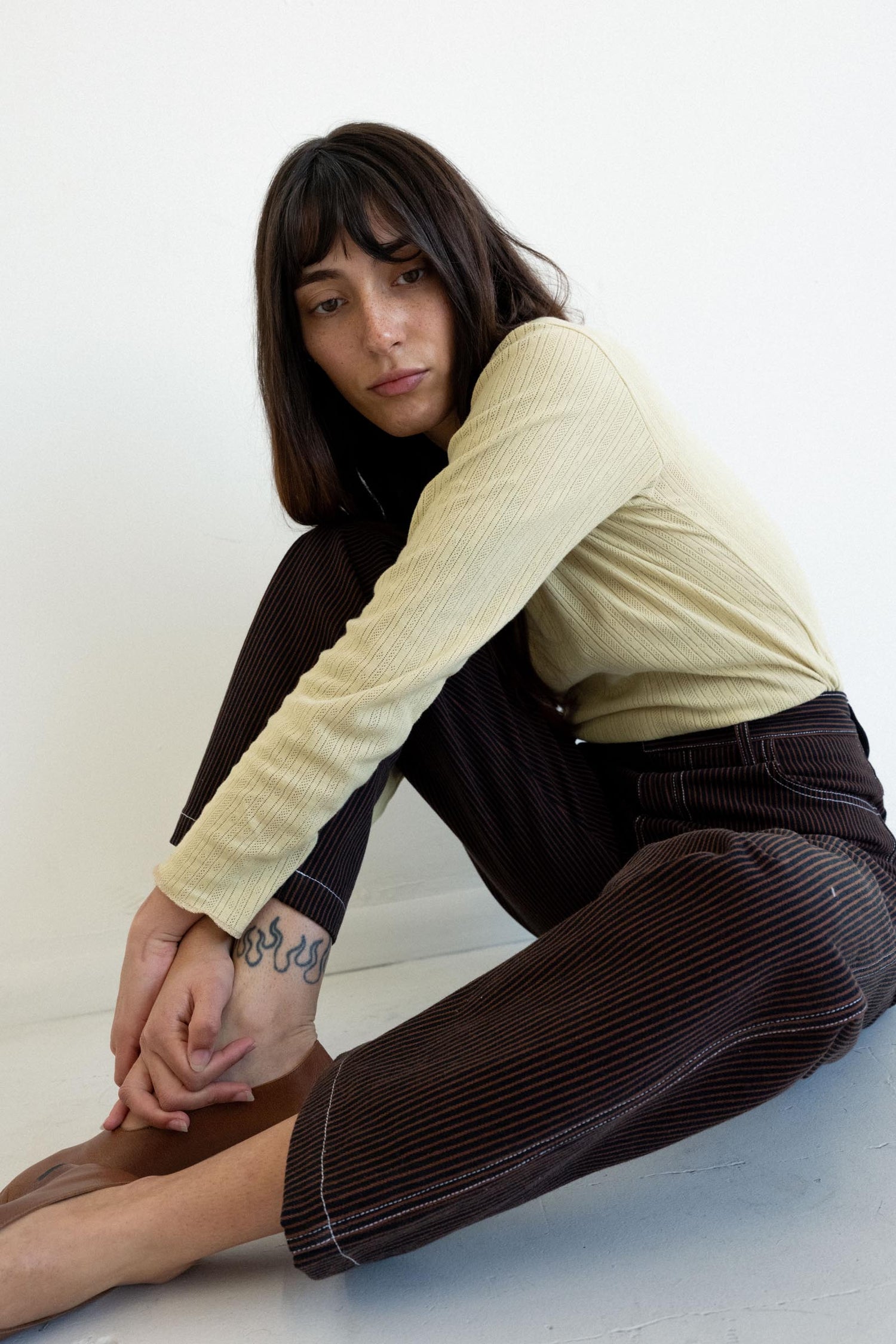 River Jean - Brown Railroad Stripe