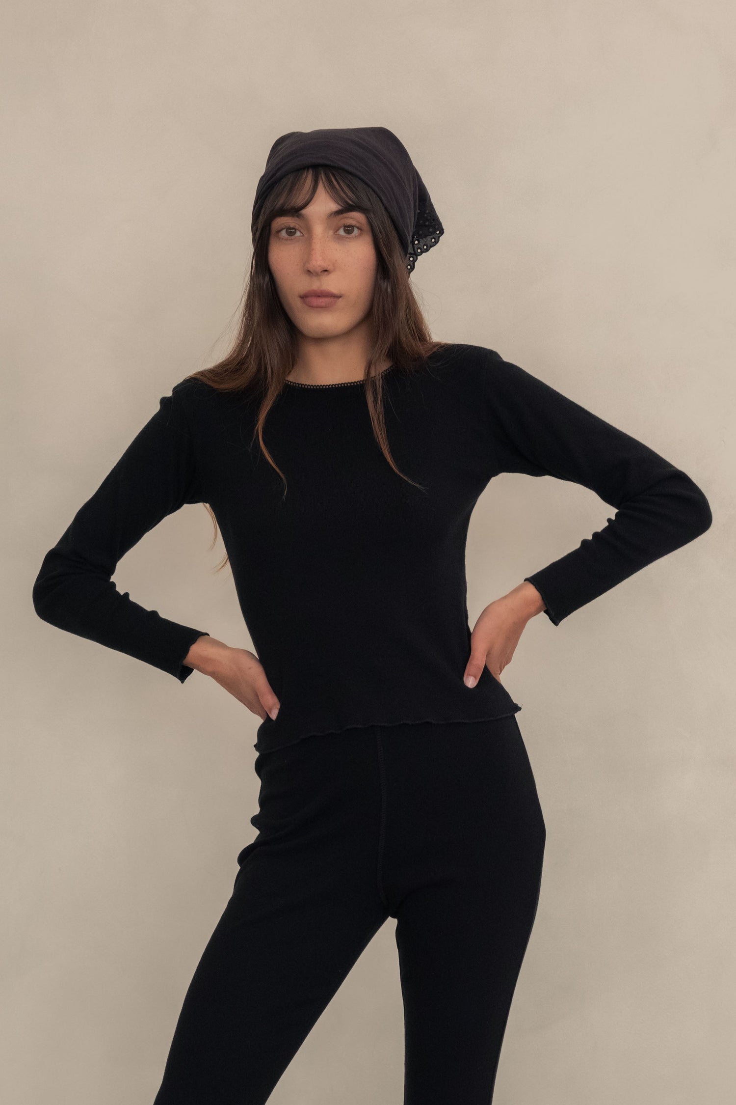 Pointelle Rosie Tee Black