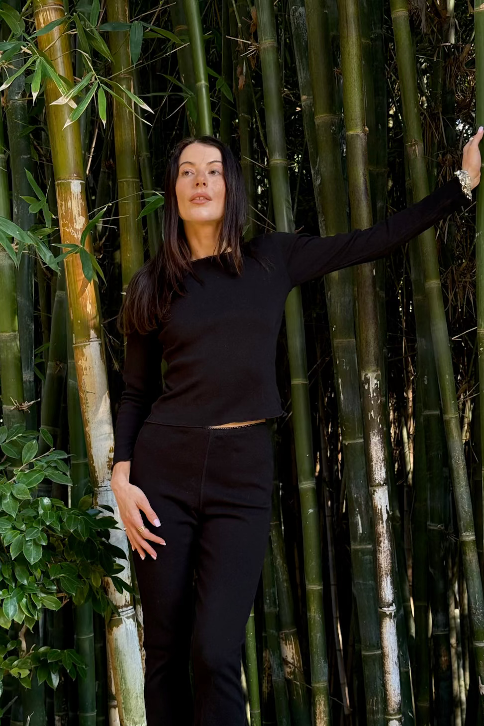 Pointelle Rosie Tee Black