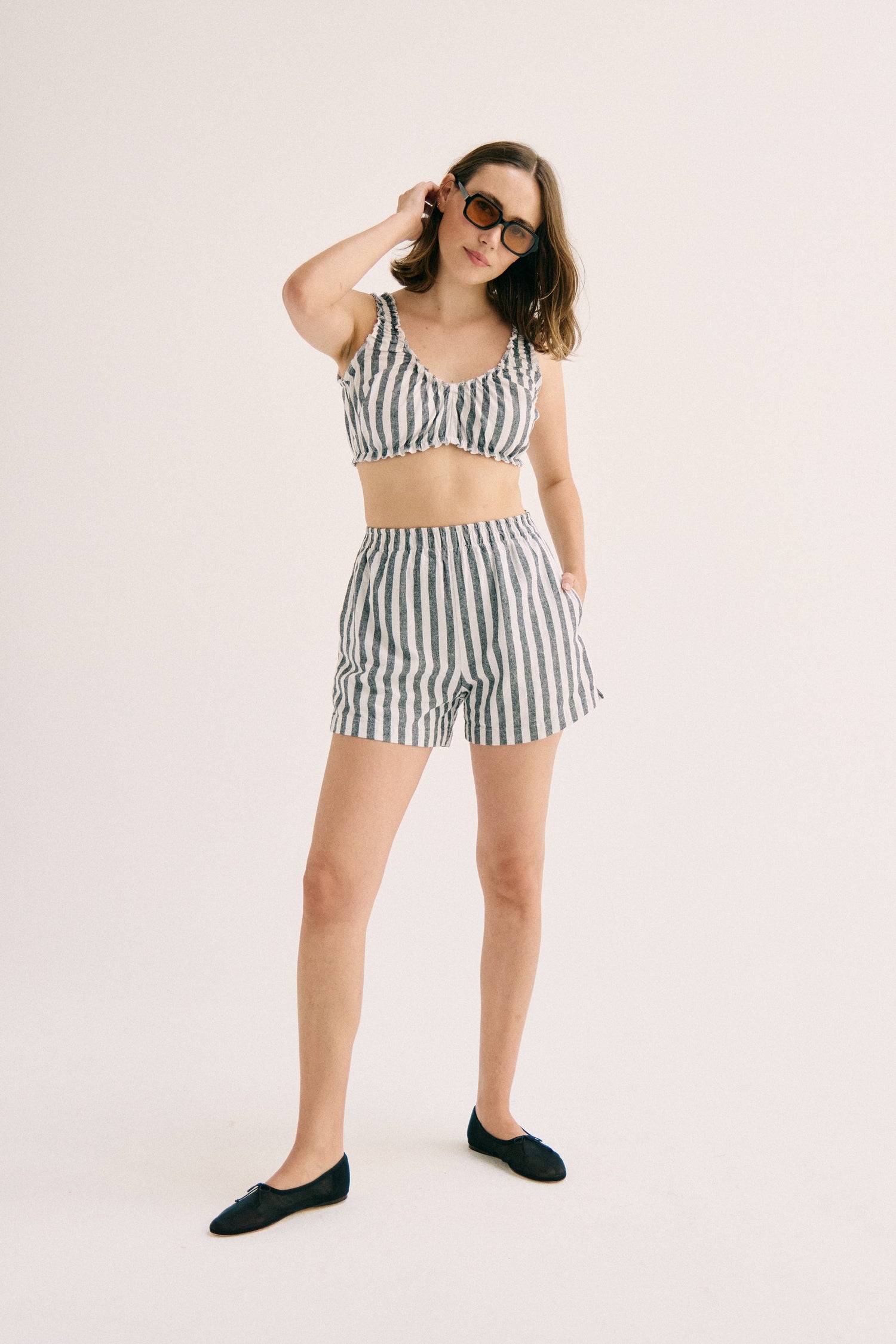 Brady Short - Black Striped Yarn Dye